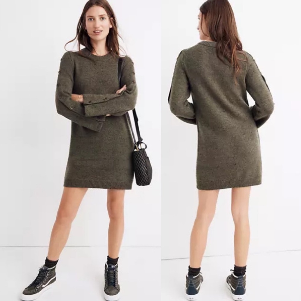 Madewell Donegal Button-Sleeve Sweater Dress